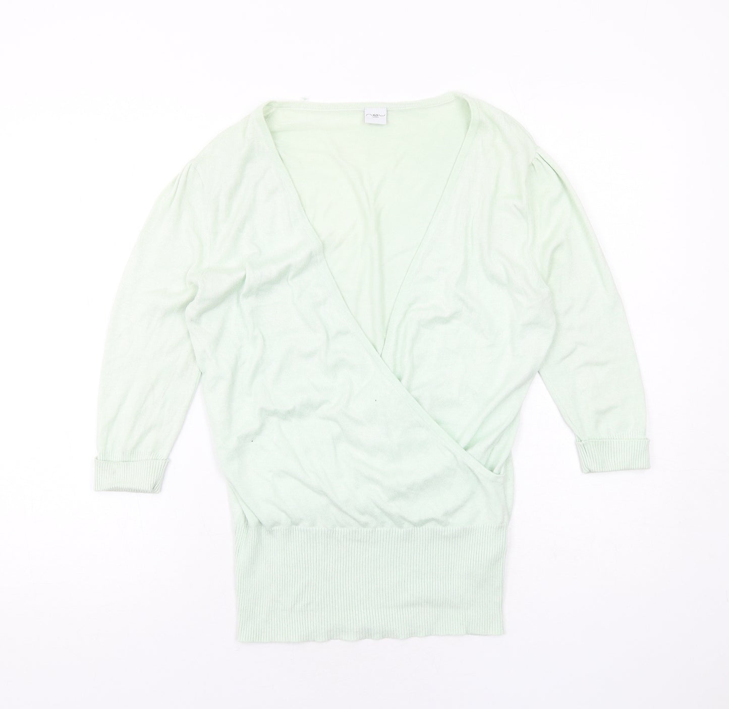 New Look Womens Green V-Neck Viscose Pullover Jumper Size 10