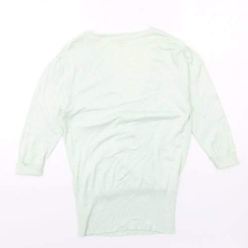 New Look Womens Green V-Neck Viscose Pullover Jumper Size 10