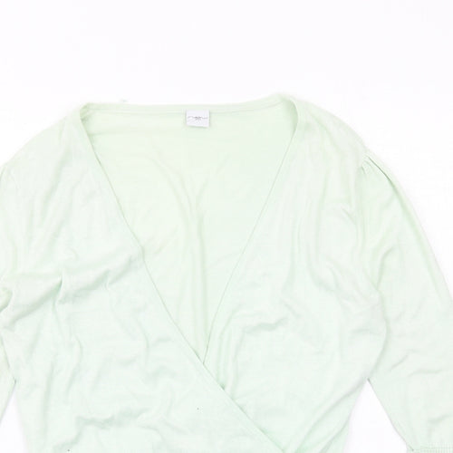 New Look Womens Green V-Neck Viscose Pullover Jumper Size 10
