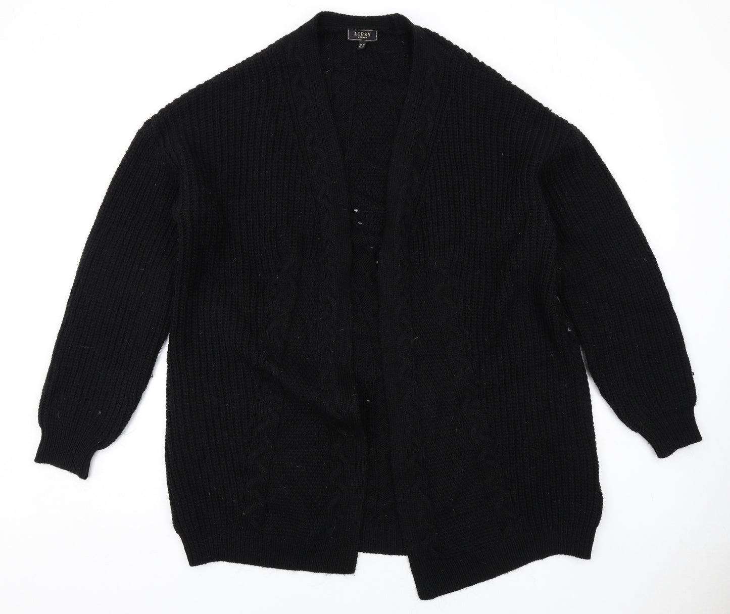 Lipsy Womens Black V-Neck Acrylic Cardigan Jumper Size 10