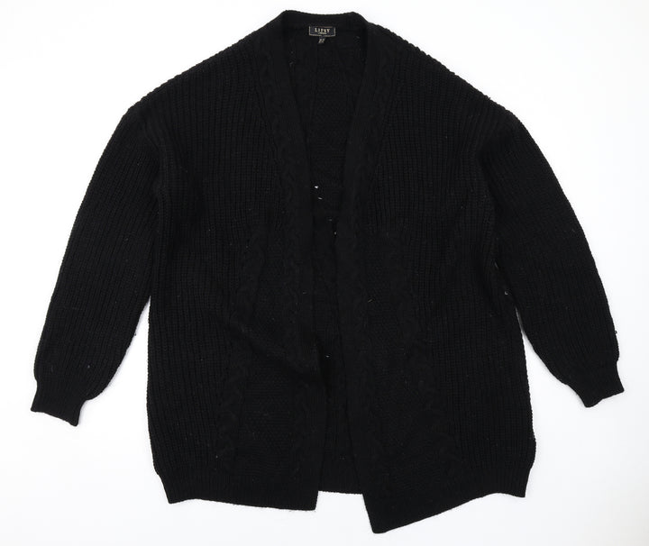 Lipsy Womens Black V-Neck Acrylic Cardigan Jumper Size 10