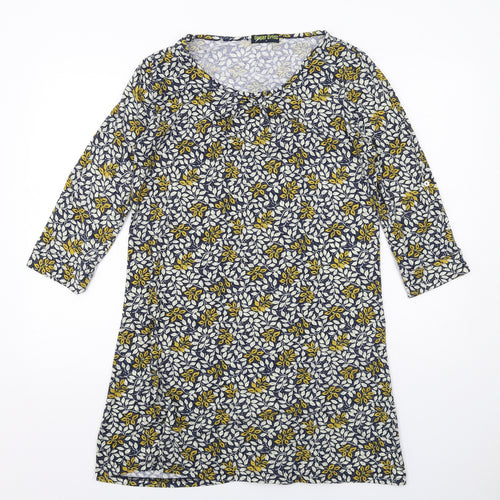 Sugar Crisp Womens Black Geometric Polyester A-Line Size M Round Neck Pullover - Leaf pattern