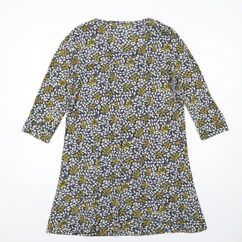 Sugar Crisp Womens Black Geometric Polyester A-Line Size M Round Neck Pullover - Leaf pattern
