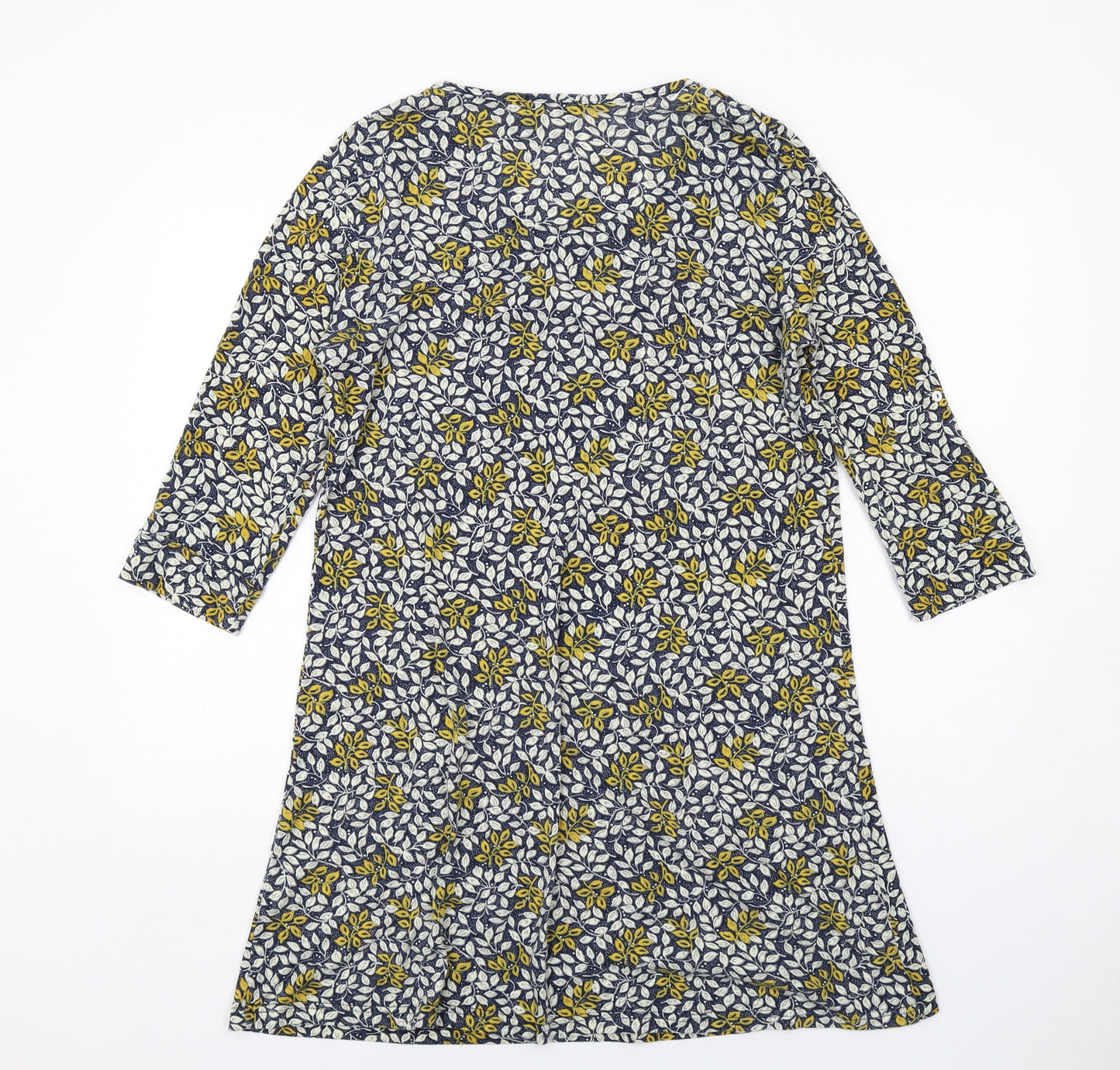 Sugar Crisp Womens Black Geometric Polyester A-Line Size M Round Neck Pullover - Leaf pattern