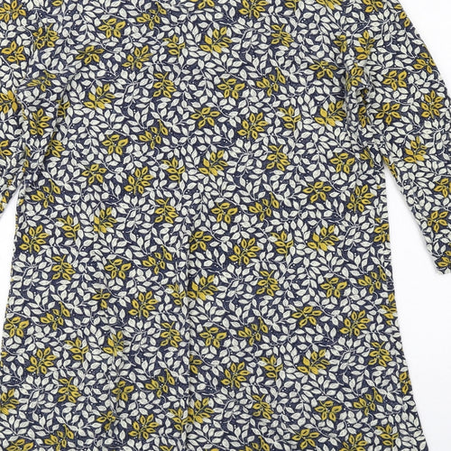 Sugar Crisp Womens Black Geometric Polyester A-Line Size M Round Neck Pullover - Leaf pattern