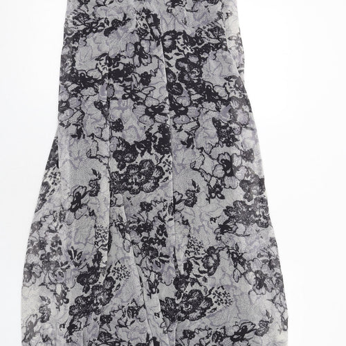 Boohoo Womens Grey Floral Polyester A-Line Size 10 Off the Shoulder Zip