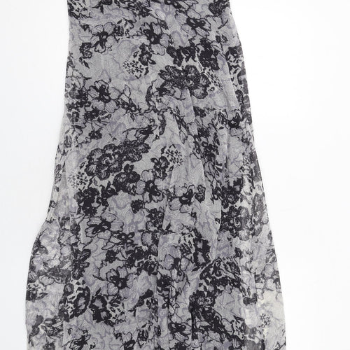 Boohoo Womens Grey Floral Polyester A-Line Size 10 Off the Shoulder Zip