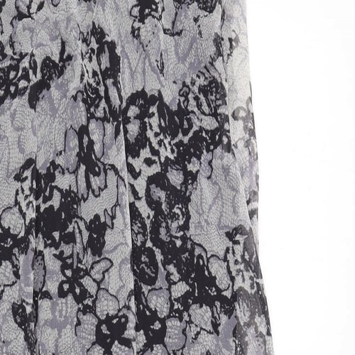 Boohoo Womens Grey Floral Polyester A-Line Size 10 Off the Shoulder Zip