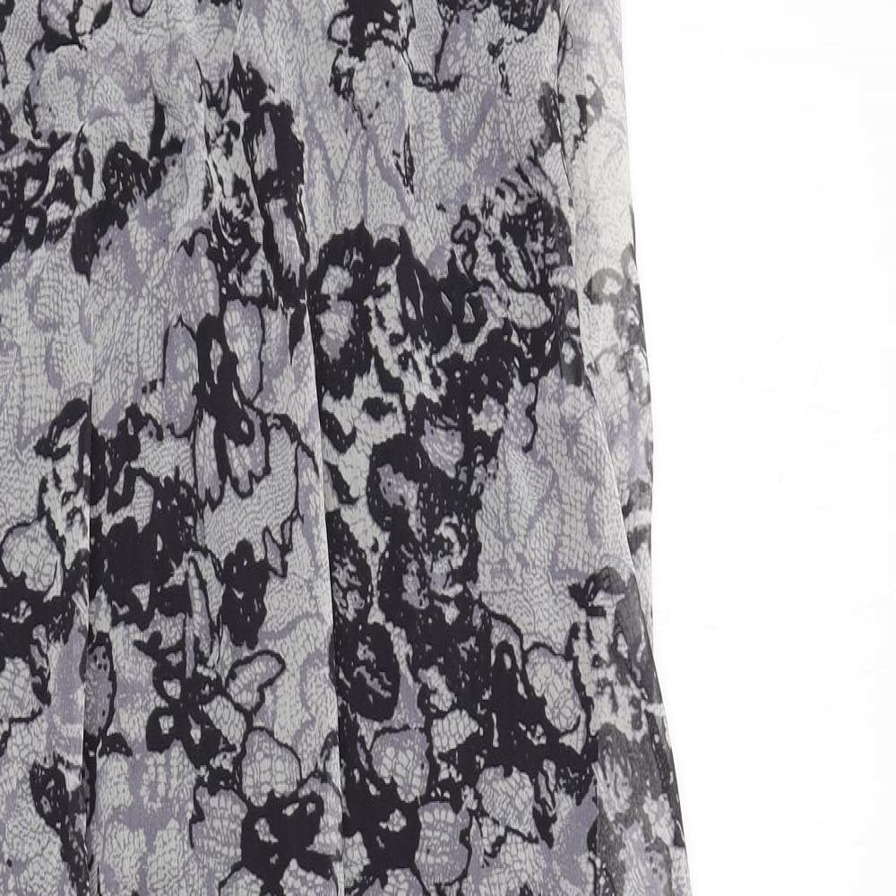 Boohoo Womens Grey Floral Polyester A-Line Size 10 Off the Shoulder Zip