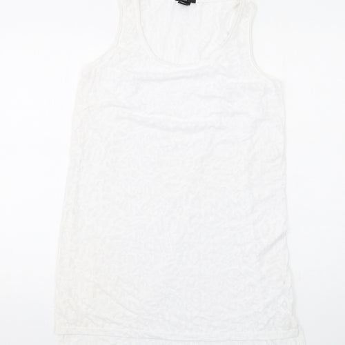H&M Womens White Polyester Tank Dress Size S Round Neck Pullover