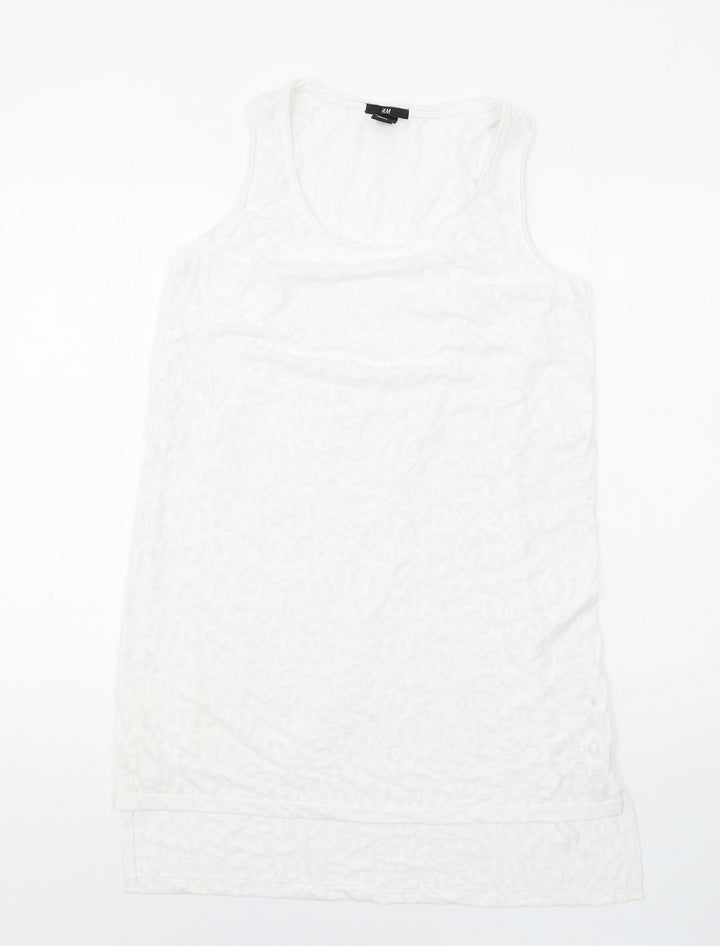 H&M Womens White Polyester Tank Dress Size S Round Neck Pullover
