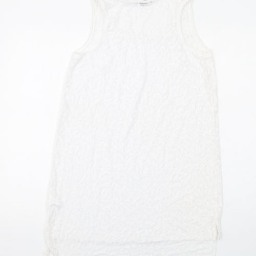 H&M Womens White Polyester Tank Dress Size S Round Neck Pullover