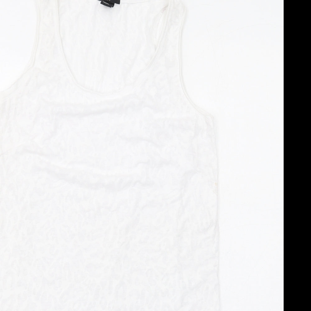 H&M Womens White Polyester Tank Dress Size S Round Neck Pullover