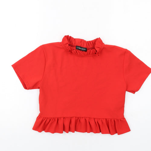 Cameo Rose Womens Red Polyester Cropped T-Shirt Size 14 Round Neck