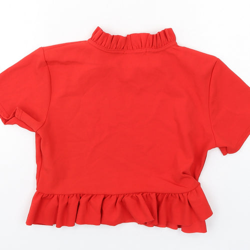 Cameo Rose Womens Red Polyester Cropped T-Shirt Size 14 Round Neck
