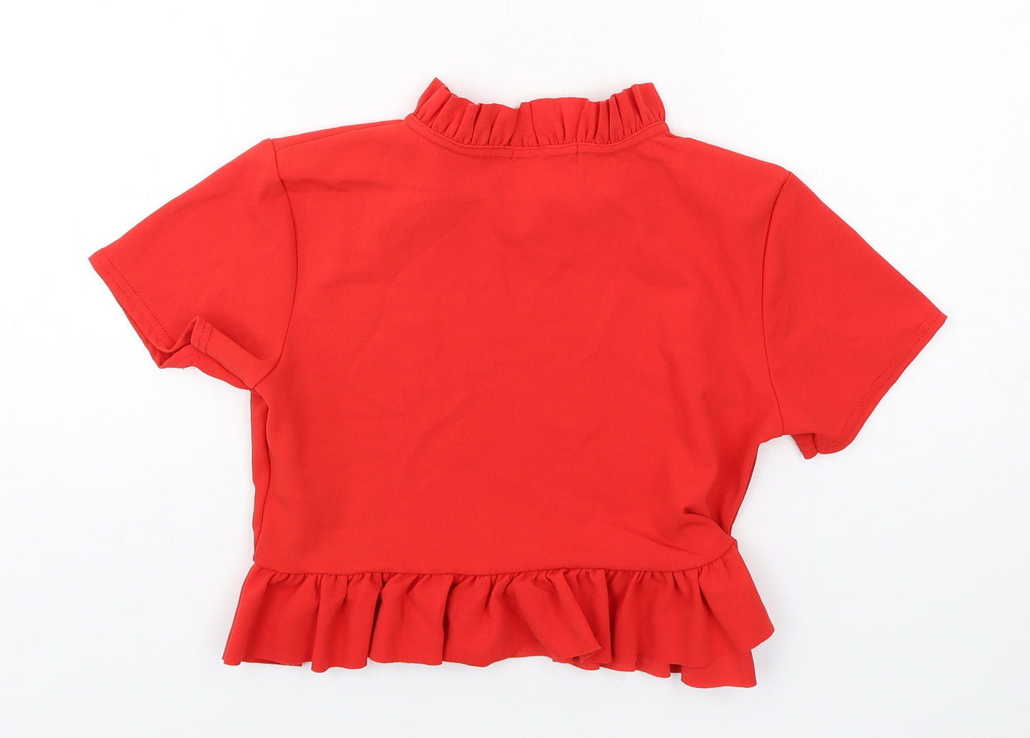 Cameo Rose Womens Red Polyester Cropped T-Shirt Size 14 Round Neck