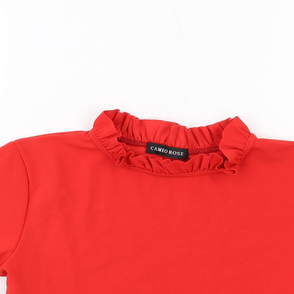 Cameo Rose Womens Red Polyester Cropped T-Shirt Size 14 Round Neck