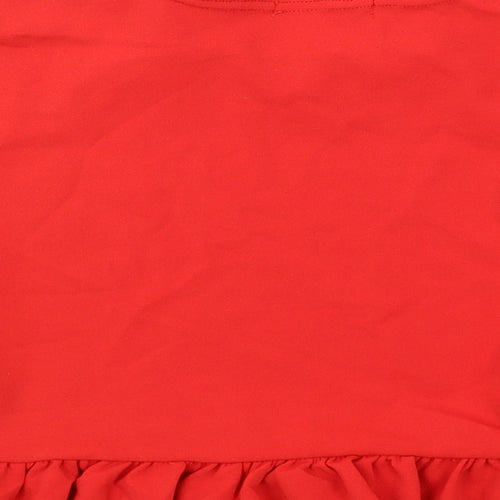 Cameo Rose Womens Red Polyester Cropped T-Shirt Size 14 Round Neck