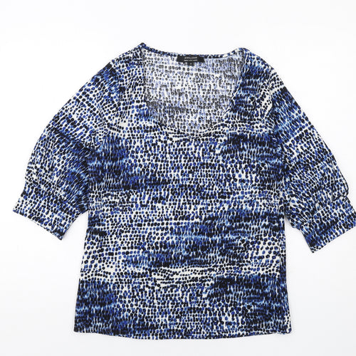 JD Williams Womens Blue Geometric Polyester Basic Blouse Size 12 Round Neck