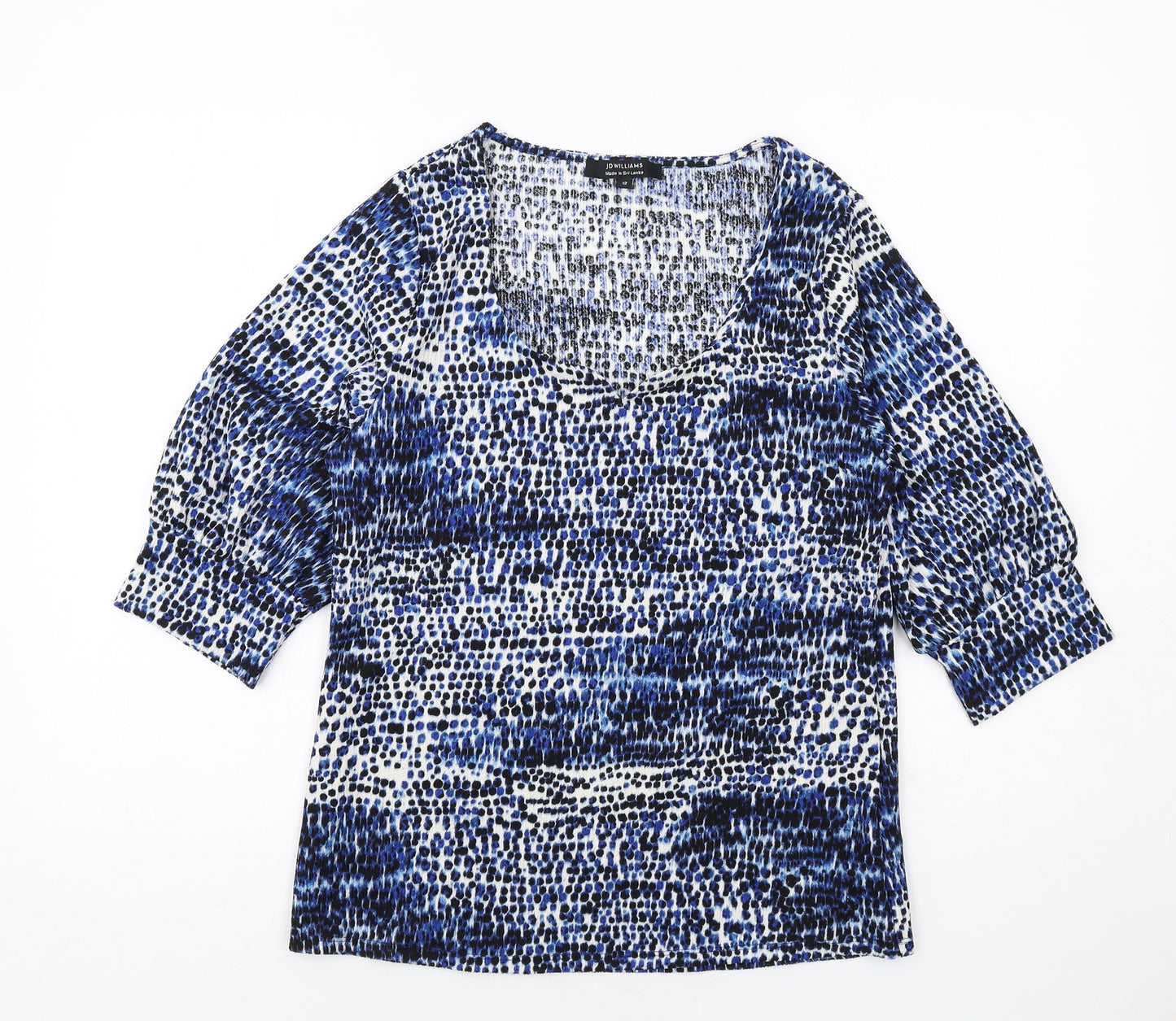 JD Williams Womens Blue Geometric Polyester Basic Blouse Size 12 Round Neck