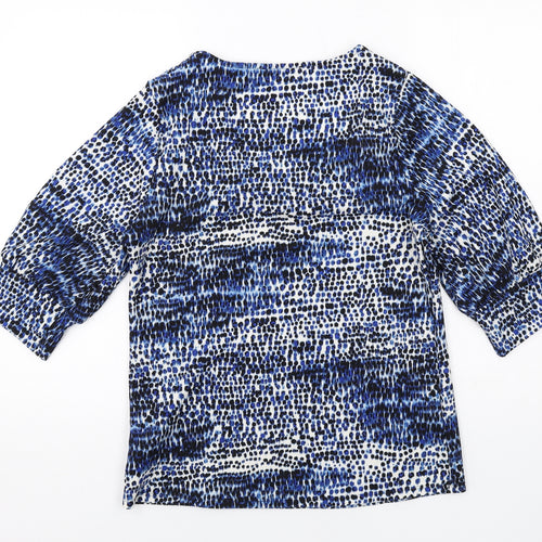 JD Williams Womens Blue Geometric Polyester Basic Blouse Size 12 Round Neck