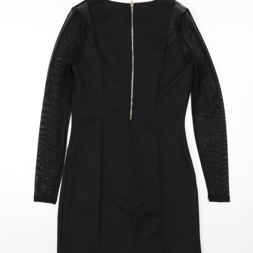 Level Eight Womens Black Polyester Shift Size M Round Neck Zip - Lace Sleeve Detail