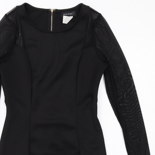 Level Eight Womens Black Polyester Shift Size M Round Neck Zip - Lace Sleeve Detail