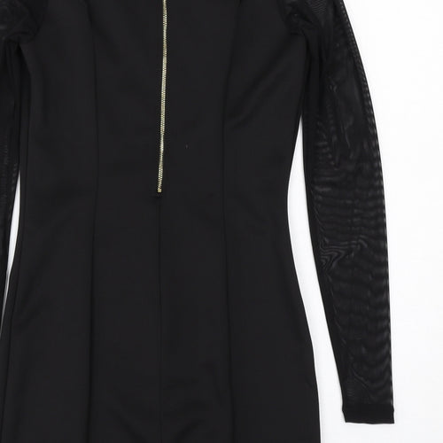 Level Eight Womens Black Polyester Shift Size M Round Neck Zip - Lace Sleeve Detail