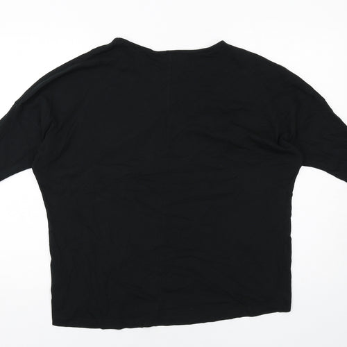 Diverse Womens Black Viscose Basic Blouse Size L Round Neck