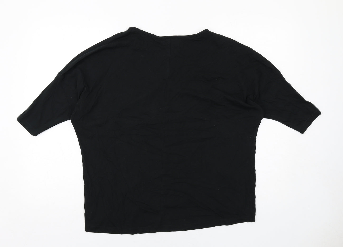 Diverse Womens Black Viscose Basic Blouse Size L Round Neck