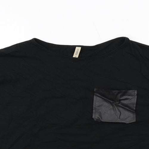 Diverse Womens Black Viscose Basic Blouse Size L Round Neck