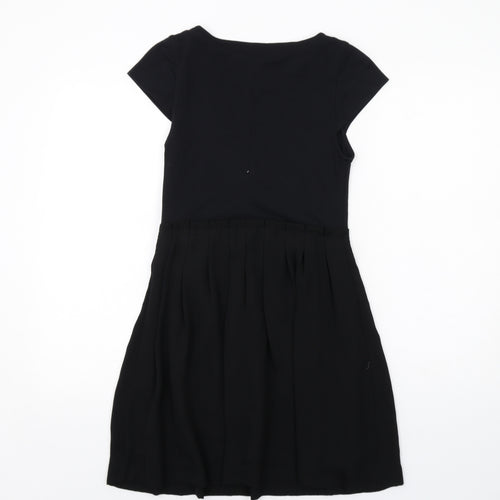 Gap Womens Black Viscose T-Shirt Dress Size 6 Round Neck Zip