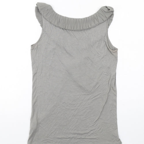 Whistles Womens Grey Viscose Basic Tank Size S Round Neck