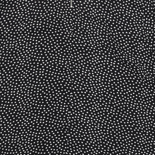BHS Womens Black Geometric Polyester Basic Blouse Size 22 V-Neck - Heart Print