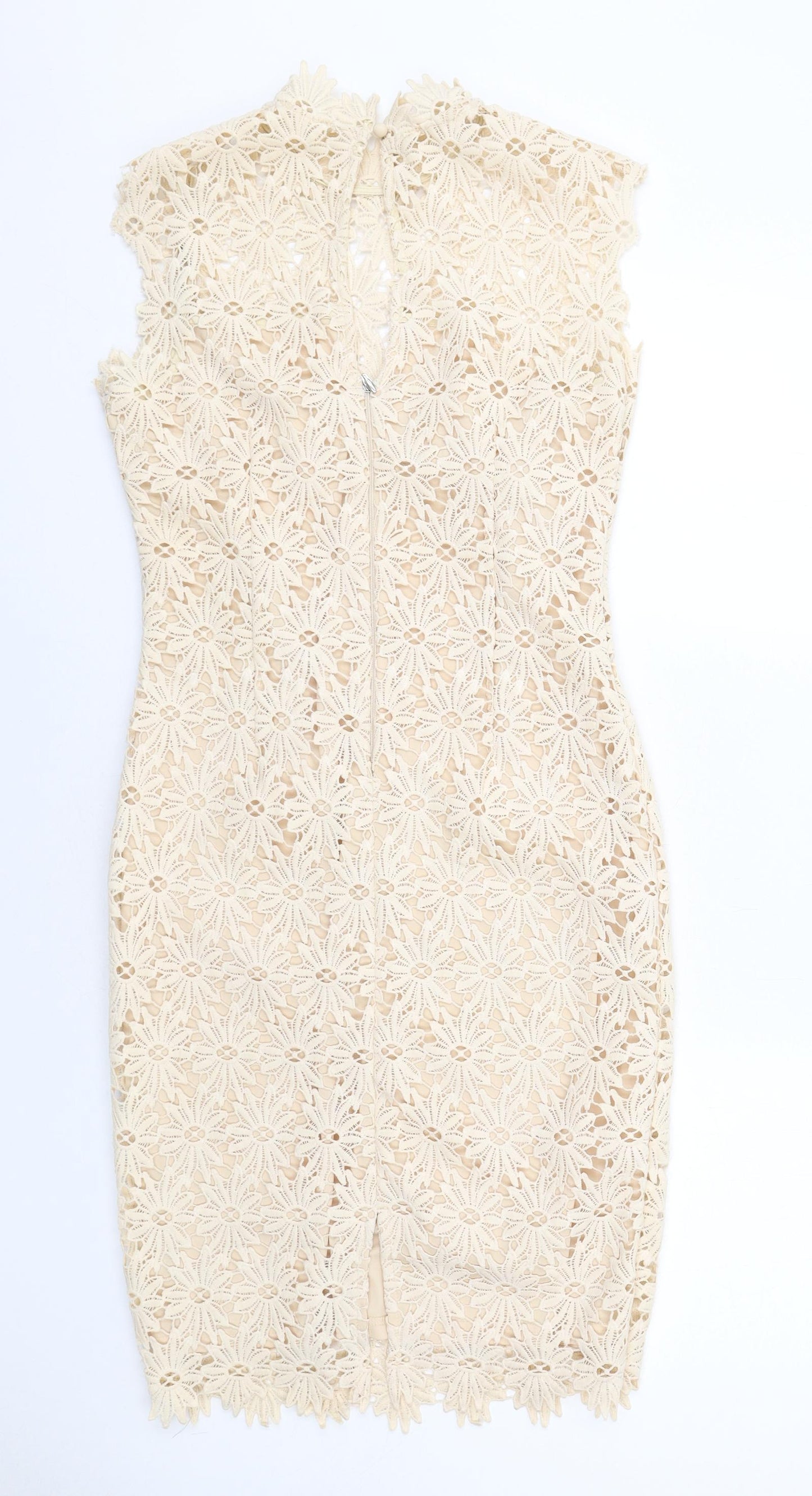 Paper Dolls Womens Beige Polyester Shift Size 12 Mock Neck Zip