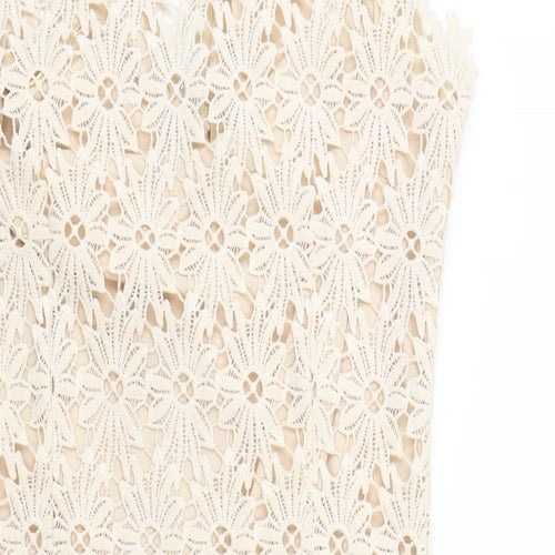 Paper Dolls Womens Beige Polyester Shift Size 12 Mock Neck Zip