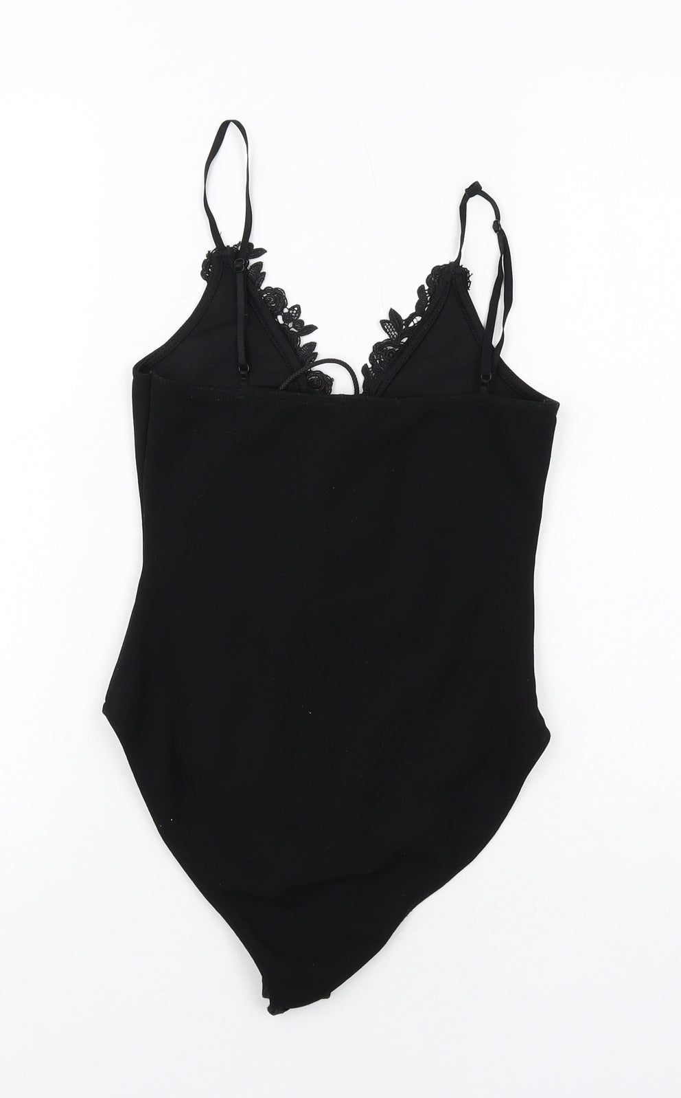 PRETTYLITTLETHING Womens Black Polyester Bodysuit One-Piece Size 6 Snap