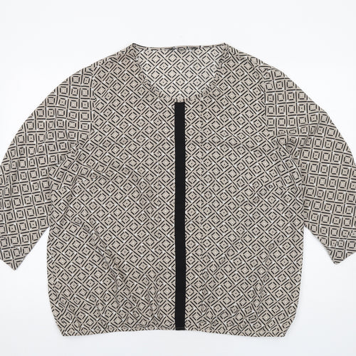 Bonmarché Womens Beige Geometric Polyester Basic Blouse Size 20 Round Neck