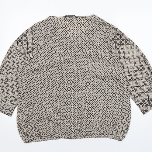 Bonmarché Womens Beige Geometric Polyester Basic Blouse Size 20 Round Neck