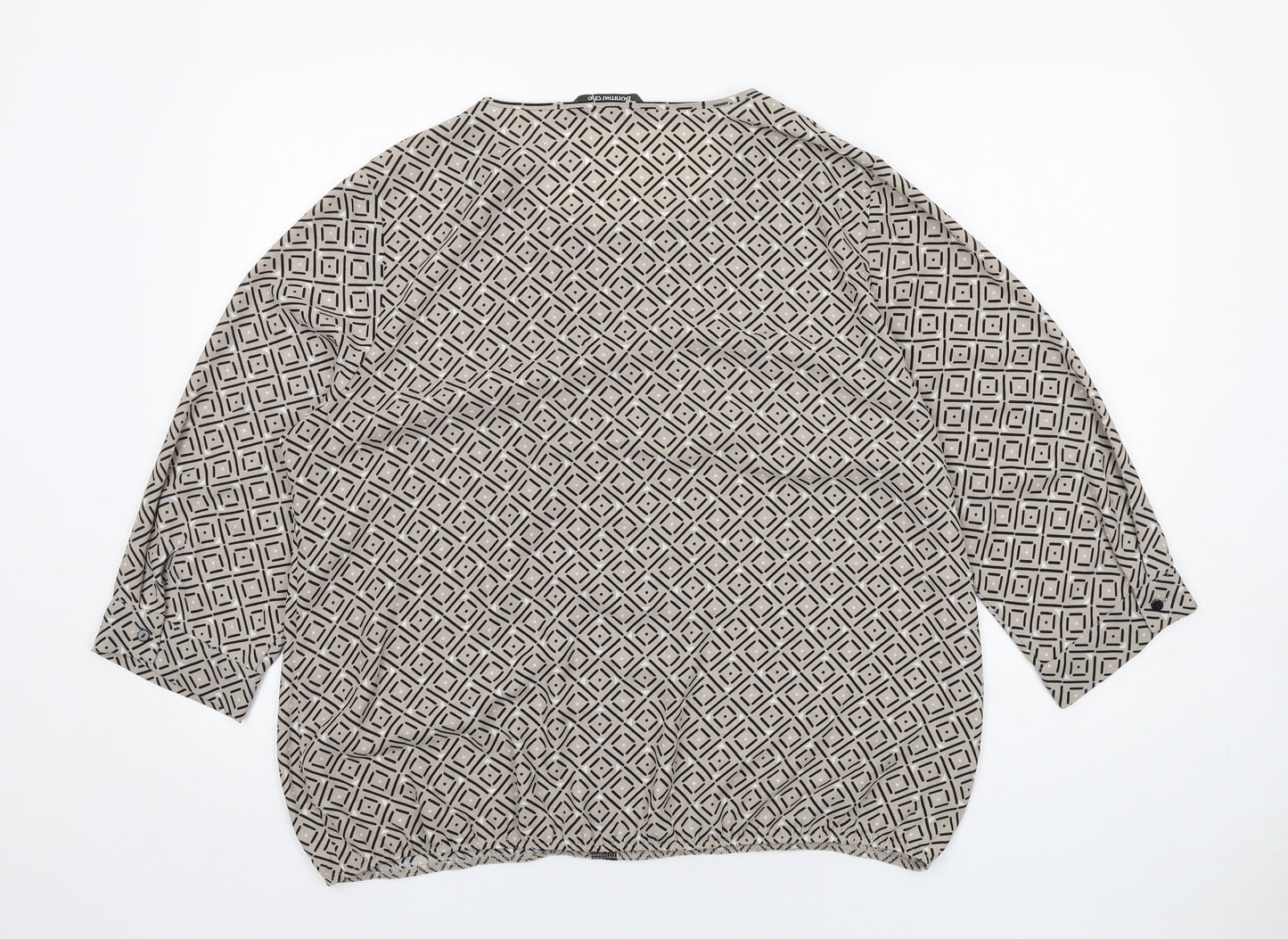Bonmarché Womens Beige Geometric Polyester Basic Blouse Size 20 Round Neck