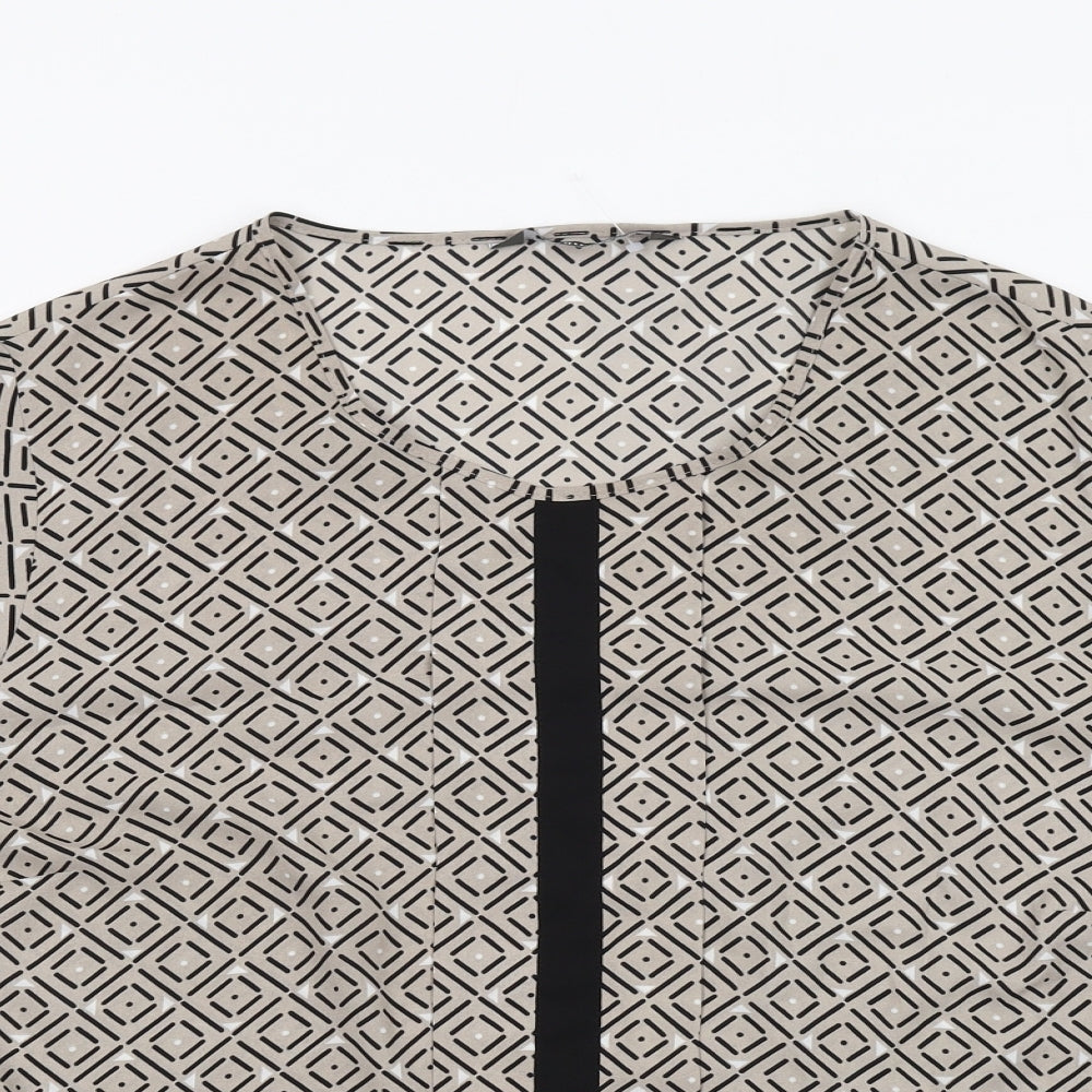 Bonmarché Womens Beige Geometric Polyester Basic Blouse Size 20 Round Neck