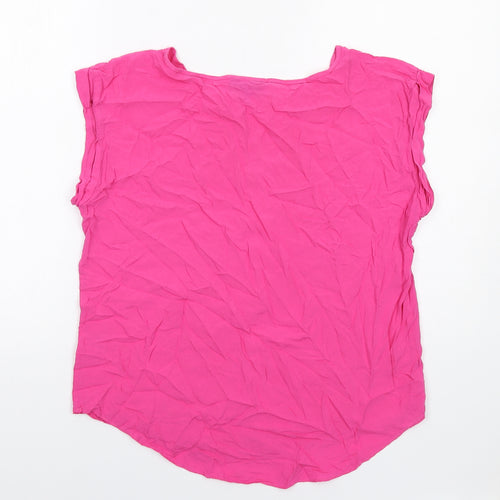 Warehouse Womens Pink Viscose Basic Blouse Size 12 Round Neck