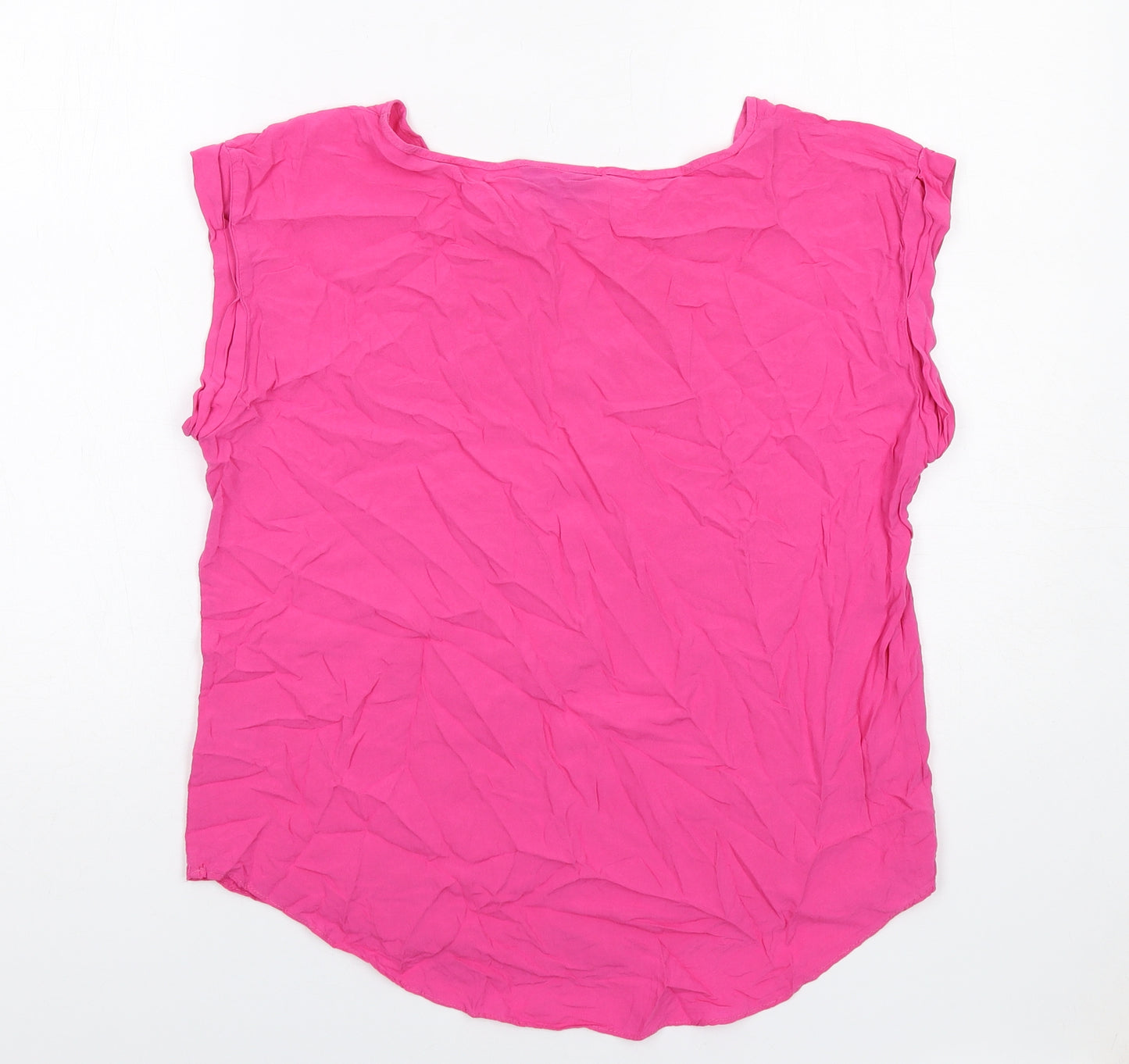 Warehouse Womens Pink Viscose Basic Blouse Size 12 Round Neck