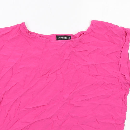 Warehouse Womens Pink Viscose Basic Blouse Size 12 Round Neck