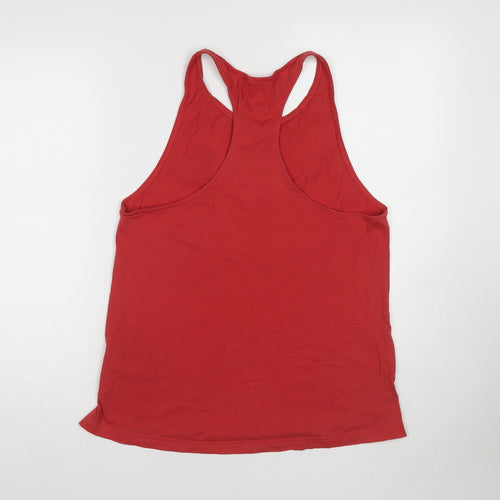 adidas Womens Red Cotton Basic Tank Size M Round Neck Pullover