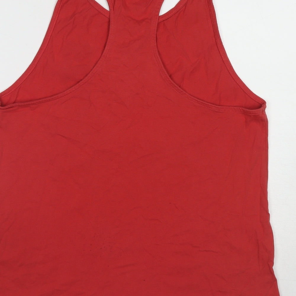 adidas Womens Red Cotton Basic Tank Size M Round Neck Pullover