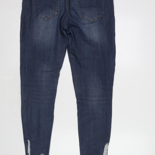 Lexxury Womens Blue Cotton Skinny Jeans Size 14 L28 in Regular Zip