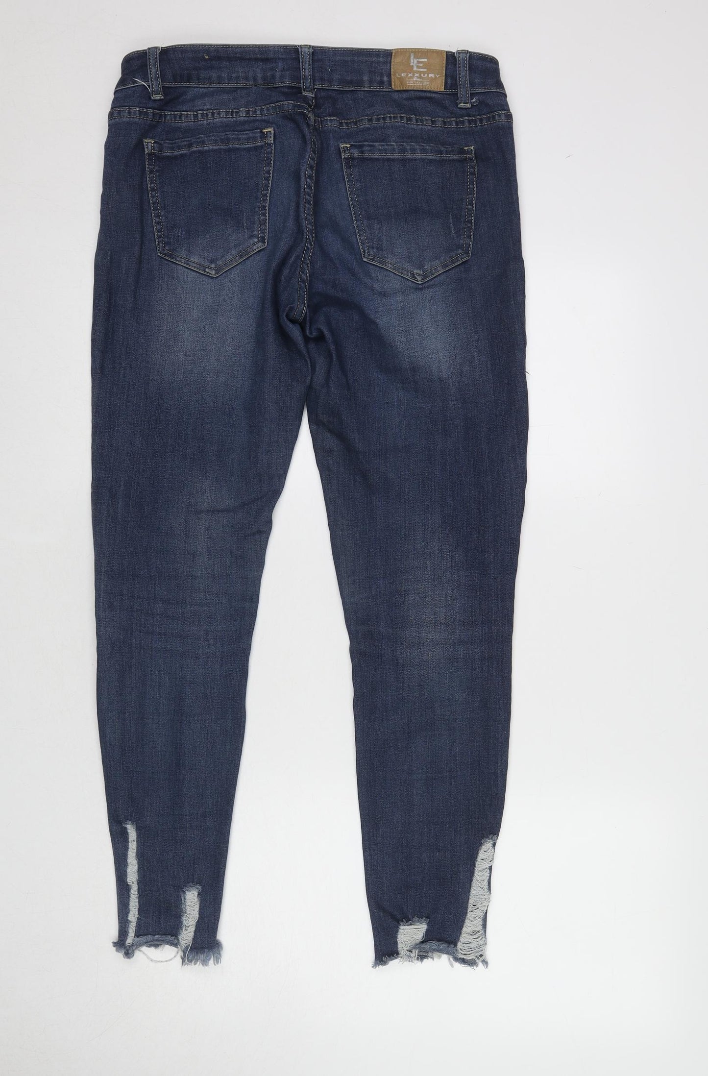 Lexxury Womens Blue Cotton Skinny Jeans Size 14 L28 in Regular Zip