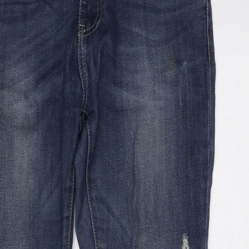 Lexxury Womens Blue Cotton Skinny Jeans Size 14 L28 in Regular Zip