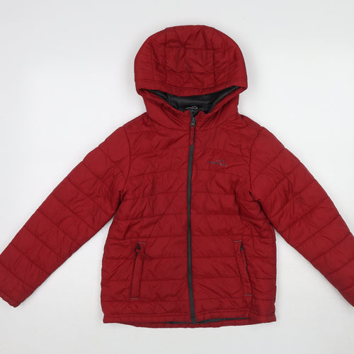 Freedom Trail Girls Red Quilted Jacket Size 9-10 Years Zip